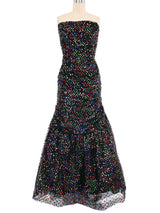 Arnold Scaasi Sequin Tulle Gown Dress arcadeshops.com