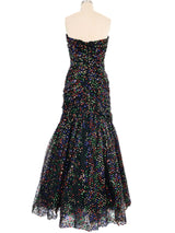 Arnold Scaasi Sequin Tulle Gown Dress arcadeshops.com