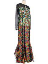 Carolina Herrera Floral Gown and Beaded Jacket Ensemble Dress arcadeshops.com