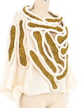 Art To Wear Raffia Accented Knit Poncho Top arcadeshops.com