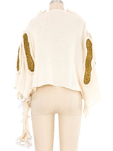Art To Wear Raffia Accented Knit Poncho Top arcadeshops.com