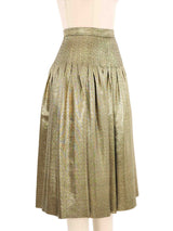 Valentino Gold Lame Pleated Skirt Bottom arcadeshops.com