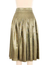 Valentino Gold Lame Pleated Skirt Bottom arcadeshops.com