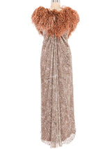 Ruben Panis Ostrich Feather Trimmed Gown Dress arcadeshops.com