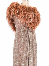 Ruben Panis Ostrich Feather Trimmed Gown Dress arcadeshops.com