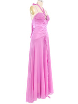 Mauve Chiffon Ruffle Gown Dress arcadeshops.com