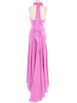 Mauve Chiffon Ruffle Gown Dress arcadeshops.com