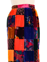 Velvet Patchwork Maxi Skirt Bottom arcadeshops.com