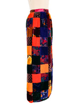 Velvet Patchwork Maxi Skirt Bottom arcadeshops.com