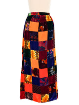 Velvet Patchwork Maxi Skirt Bottom arcadeshops.com