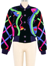 Escada Ribbon Trimmed Velvet Bomber Jacket arcadeshops.com