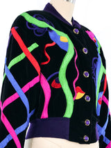 Escada Ribbon Trimmed Velvet Bomber Jacket arcadeshops.com