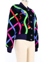 Escada Ribbon Trimmed Velvet Bomber Jacket arcadeshops.com