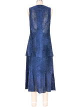 1970s Blue Laser Cut Suede Skirt Ensemble Suit arcadeshops.com