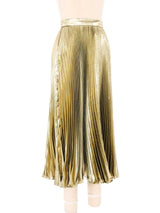 Accordion Pleated Gold Lame Skirt Bottom arcadeshops.com