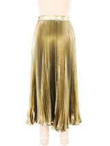 Accordion Pleated Gold Lame Skirt Bottom arcadeshops.com