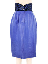 Electric Blue Pony Trimmed Leather Skirt Bottom arcadeshops.com