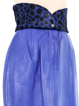 Electric Blue Pony Trimmed Leather Skirt Bottom arcadeshops.com