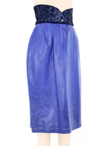 Electric Blue Pony Trimmed Leather Skirt Bottom arcadeshops.com