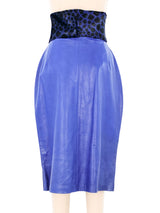 Electric Blue Pony Trimmed Leather Skirt Bottom arcadeshops.com