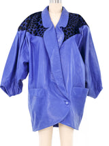 Electric Blue Oversized Leather Coat Jacket arcadeshops.com