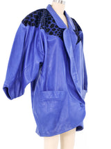 Electric Blue Oversized Leather Coat Jacket arcadeshops.com