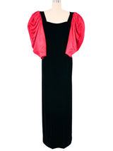 Oscar De La Renta Velvet Puff Sleeve Gown Dress arcadeshops.com