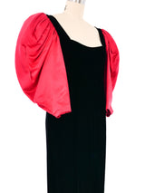 Oscar De La Renta Velvet Puff Sleeve Gown Dress arcadeshops.com