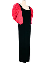 Oscar De La Renta Velvet Puff Sleeve Gown Dress arcadeshops.com