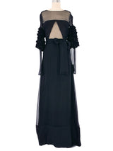 Valentino Ruffled Sleeve Illusion Gown Dress arcadeshops.com