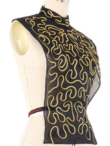 Pauline Trigere Chiffon Gold Ribbon Dickie Top arcadeshops.com