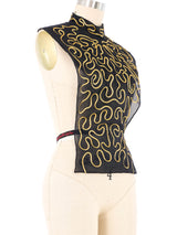 Pauline Trigere Chiffon Gold Ribbon Dickie Top arcadeshops.com