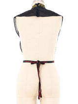 Pauline Trigere Chiffon Gold Ribbon Dickie Top arcadeshops.com