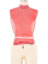 Pauline Trigere Red Chiffon Jeweled Dickie Top arcadeshops.com