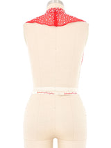 Pauline Trigere Red Chiffon Jeweled Dickie Top arcadeshops.com