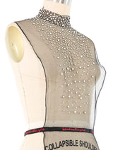 Pauline Trigere Mesh Jeweled Dickie Top arcadeshops.com