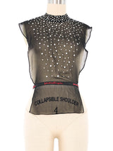 Pauline Trigere Black Chiffon Jeweled Dickie Top arcadeshops.com