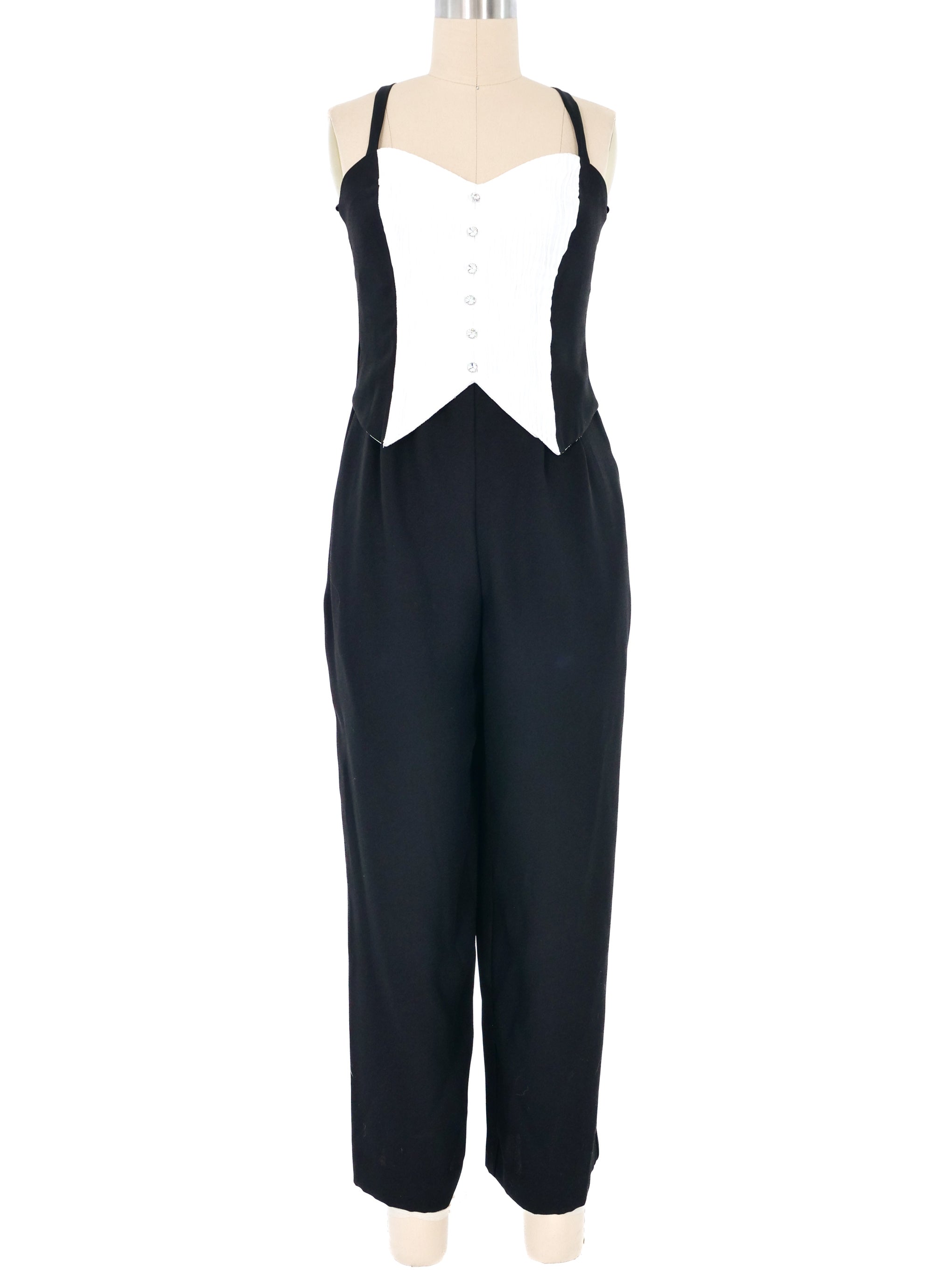 1980s Trompe L'oeil Tuxedo Jumpsuit