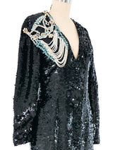 1990s Sequin Embellished Silk Dress Dress arcadeshops.com