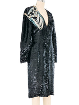 1990s Sequin Embellished Silk Dress Dress arcadeshops.com