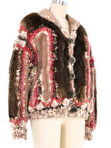 Fur Trimmed Pom Pom Cardigan Jacket arcadeshops.com
