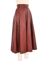 Cognac Leather Midi Skirt Bottom arcadeshops.com