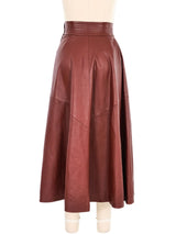 Cognac Leather Midi Skirt Bottom arcadeshops.com