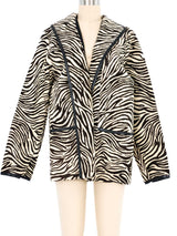 Oscar de la Renta Zebra Stripe Pony Hair Jacket Jacket arcadeshops.com