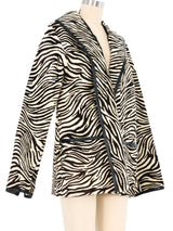 Oscar de la Renta Zebra Stripe Pony Hair Jacket Jacket arcadeshops.com
