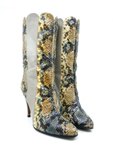 Paneled Snakeskin Heeled Boots, 9 Accessory arcadeshops.com
