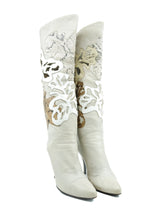 Applique Cutout Knee High Heeled Boots, 39.5 Accessory arcadeshops.com
