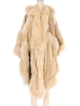 Adrienne Landau Mongolian Fur Trimmed Leather Shawl Jacket arcadeshops.com