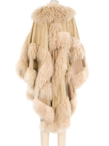 Adrienne Landau Mongolian Fur Trimmed Leather Shawl Jacket arcadeshops.com