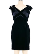 1992 Thierry Mugler Couture Bow Shoulder Velvet Cocktail Dress Dress arcadeshops.com